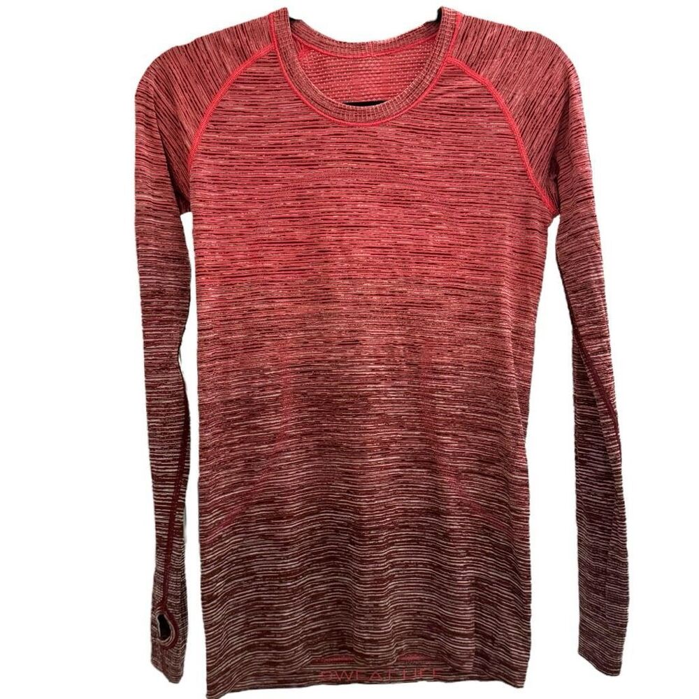 LULULEMON Swiftly Tech Long Sleeve Crew - Red Alert/Dark Sport Red - Size 4 Est